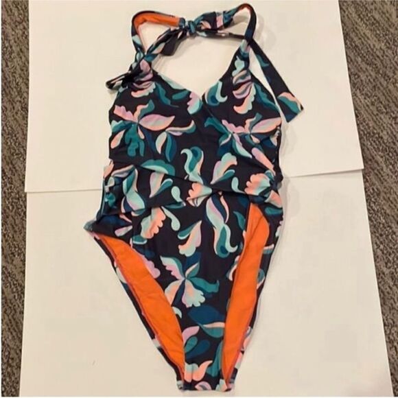 Anthropologie Maeve Violet Wrap Halter Swimsuit Sz M NWOT - Picture 2 of 10
